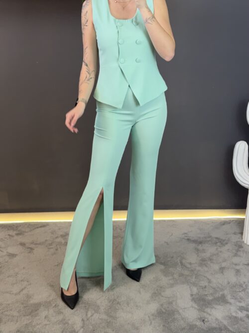 Pantalone tiffany zampa con spacco - celye